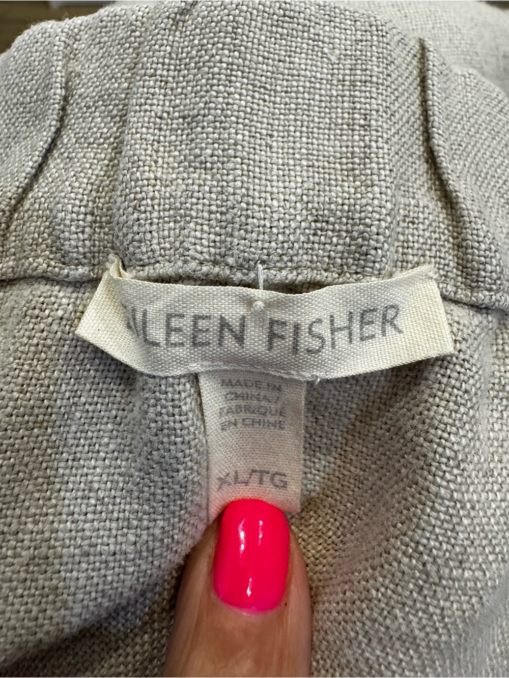 Eileen Fisher Organic Linen Neutral Beige Drawstring Elastic Waist Midi Skirt - Picture 4 of 5